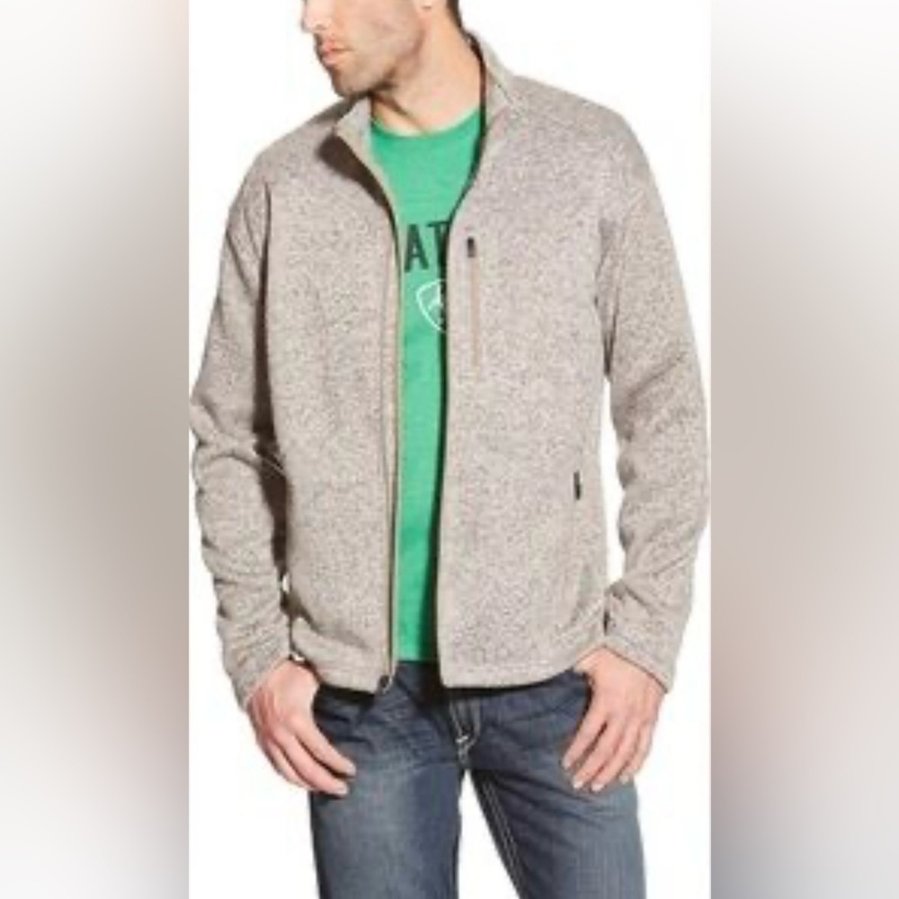 G.H. Bass & Co. Melange Fleece Heather Oatmeal Zip-Up Sweater Size XXL